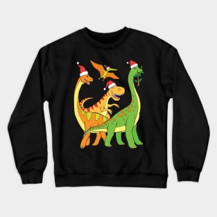 Christmas Dinosaurs T-Rex Brachiosaurus Dino Santa Crewneck Sweatshirt